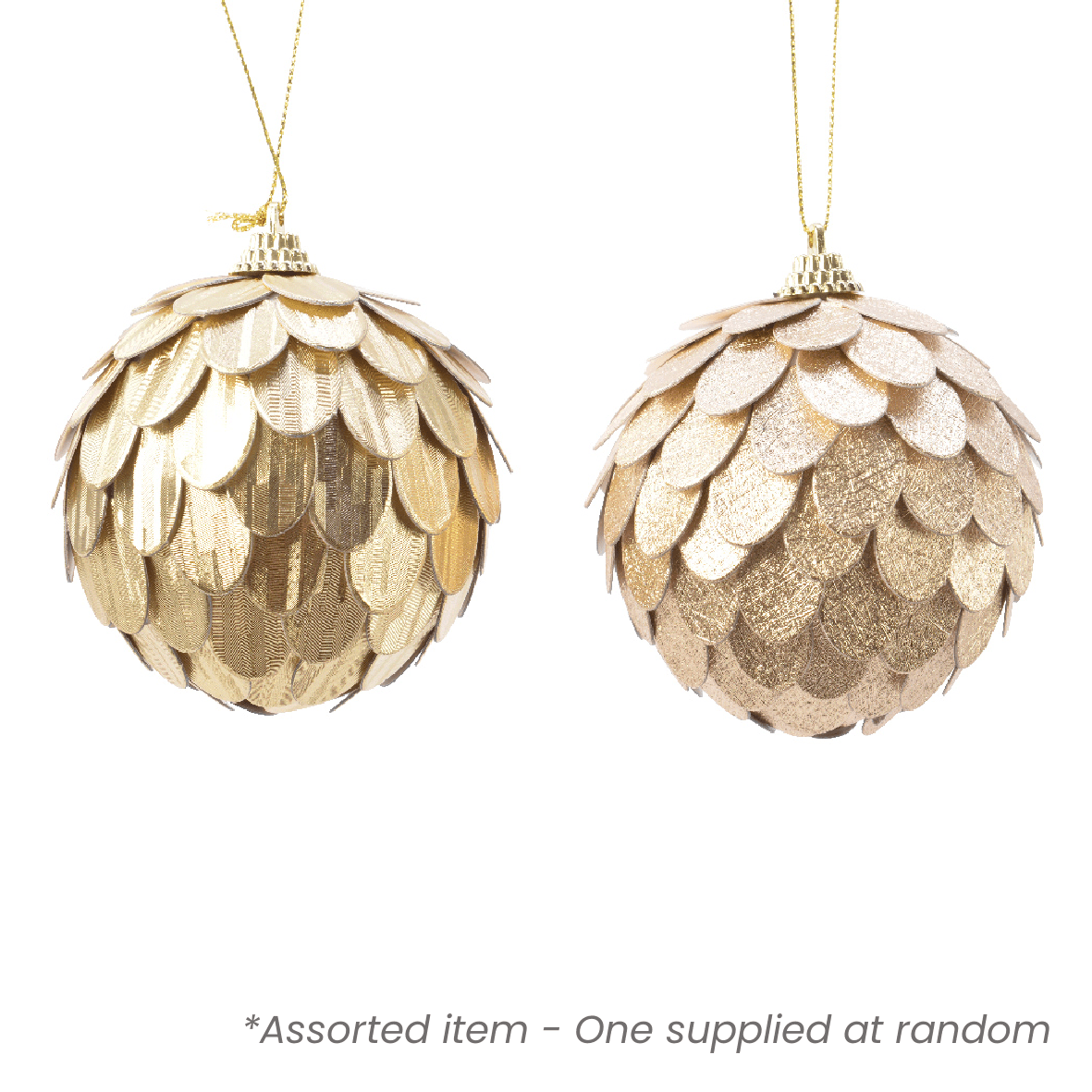 Metallic Gold Foam Bauble Assorted - One Supplied* - XMAS BAUBLES - Beattys of Loughrea