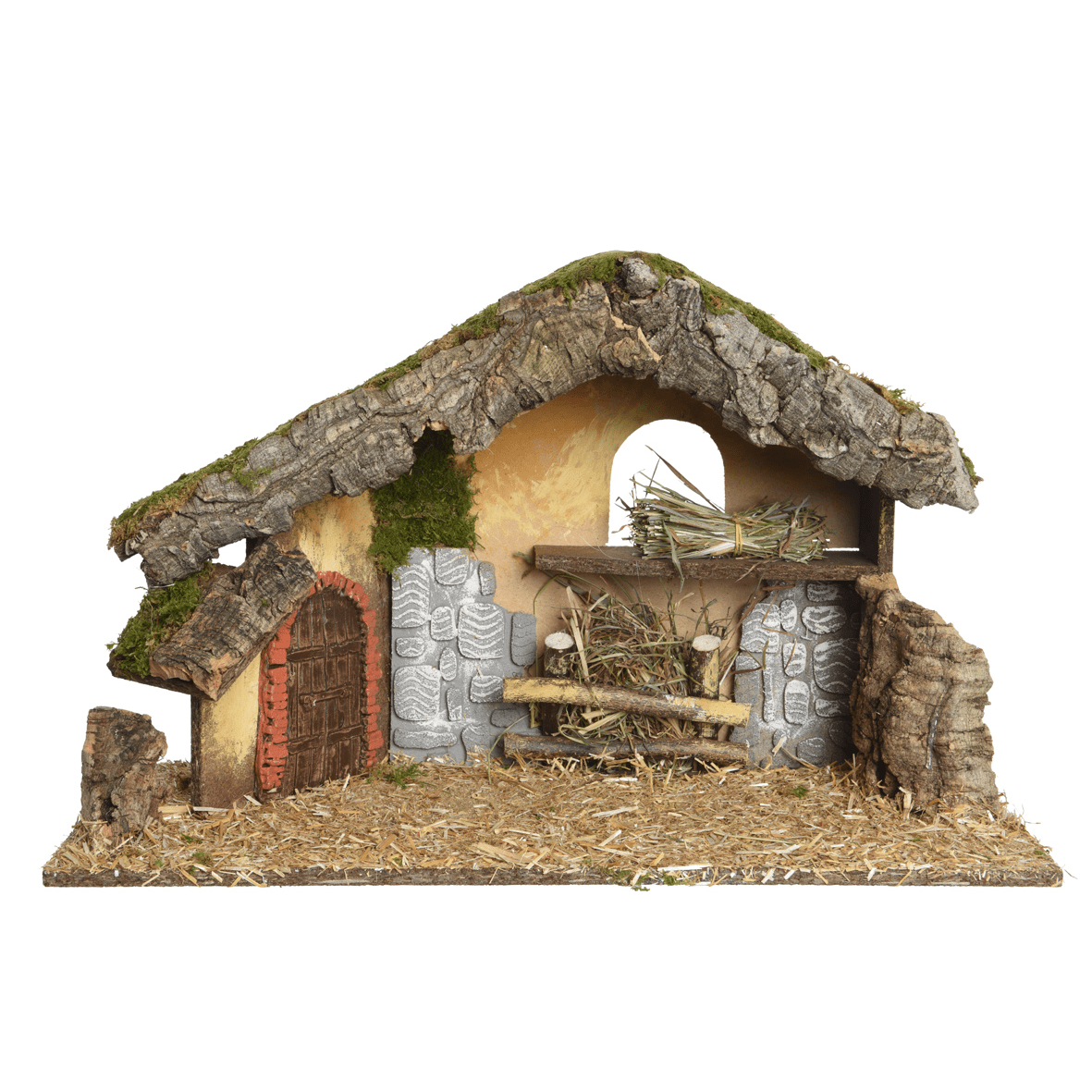 Nativity Stable Natural L.50cm x W.23cm x H.31cm - XMAS CRIBS - Beattys of Loughrea