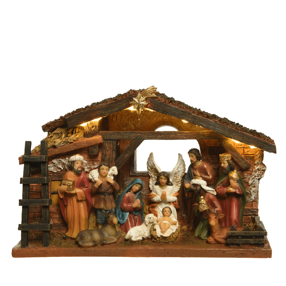 Nativity Set Polyresin L.24.3cm x W.7.7cm x H.15cm - XMAS CRIBS - Beattys of Loughrea