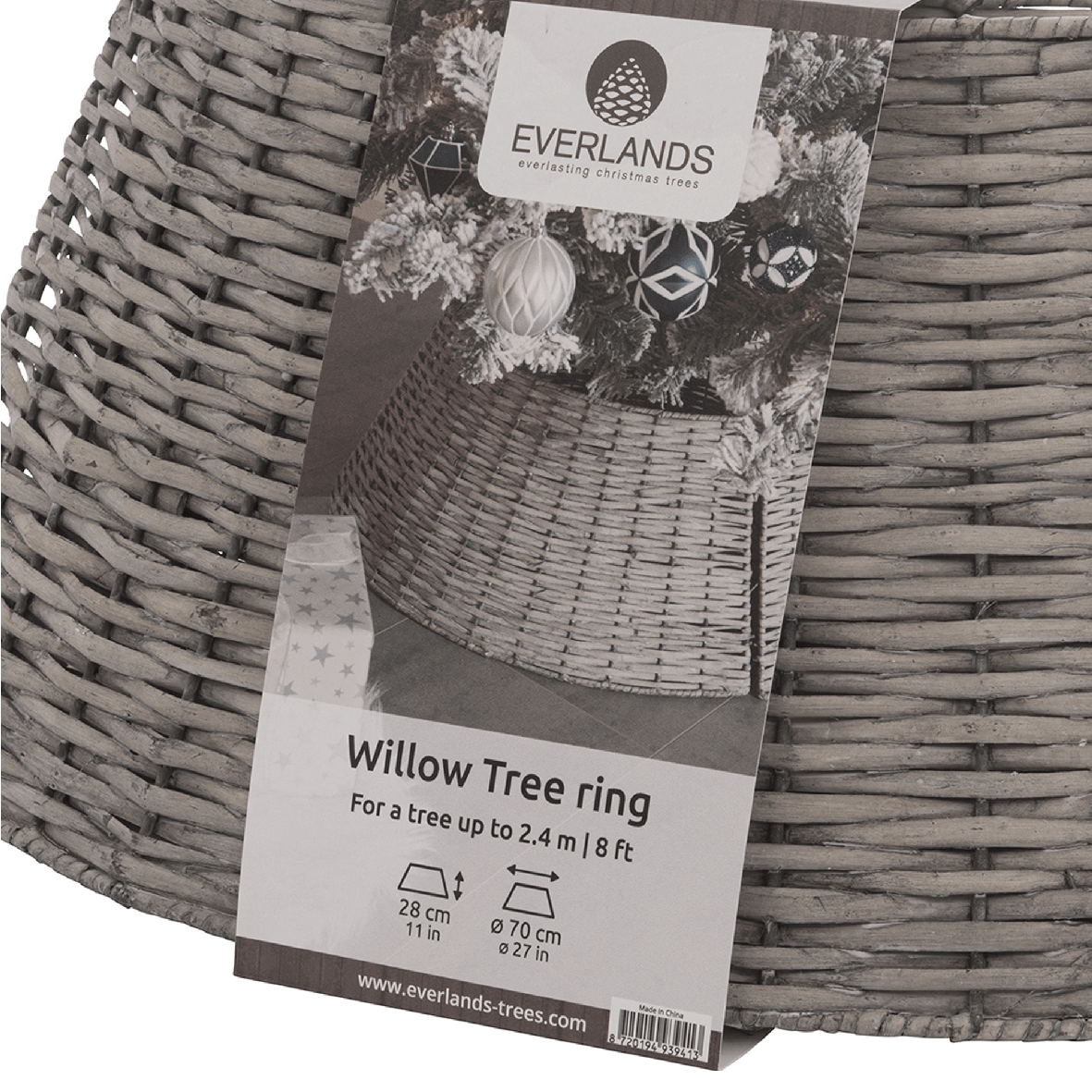 Everlands Collapsible Grey Willow Christmas Tree Skirt 70cm - XMAS TREE STANDS / BAGS / SKIRTS - Beattys of Loughrea