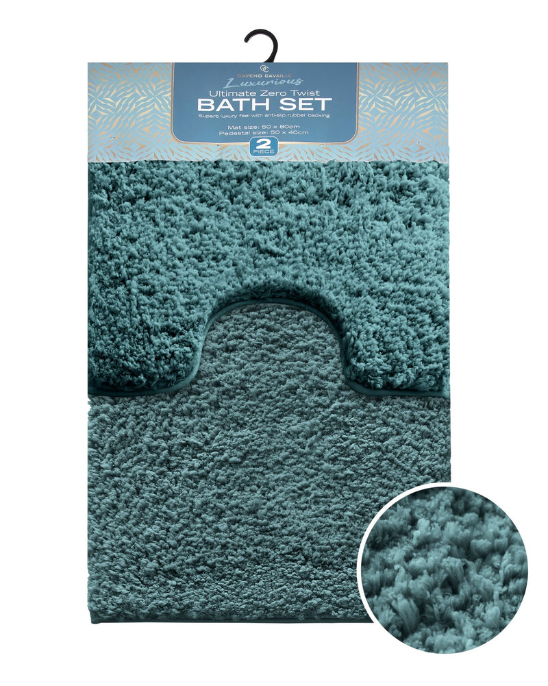 Gaveno Cavailia Ultimate Zero Twist 2pc Bath Set Teal - BATH MATS/SETS - Beattys of Loughrea