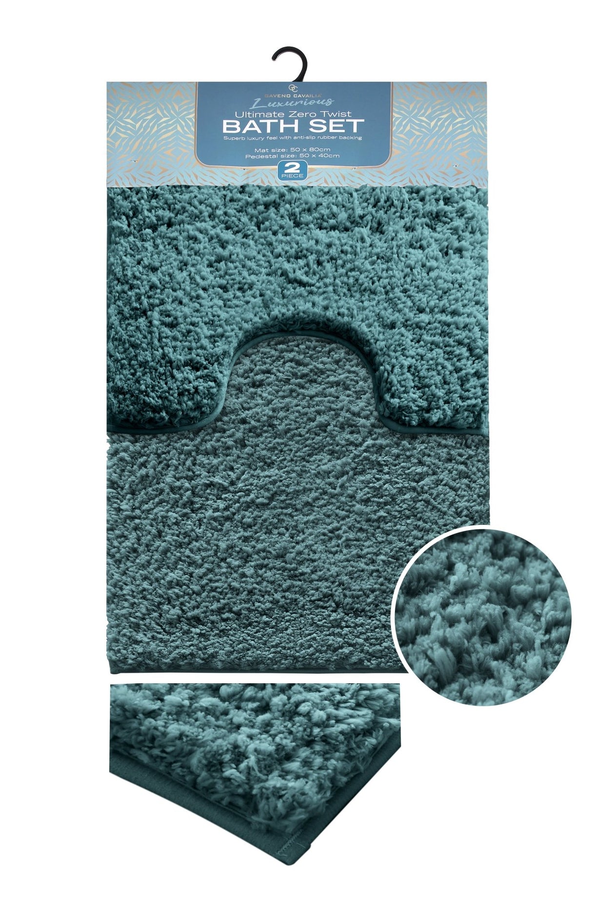 Gaveno Cavailia Ultimate Zero Twist 2pc Bath Set Teal - BATH MATS/SETS - Beattys of Loughrea