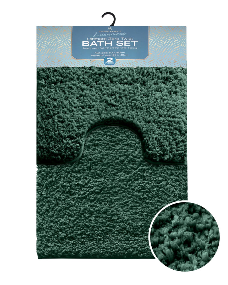 Gaveno Cavailia Ultimate Zero Twist 2pc Bath Set Green - BATH MATS/SETS - Beattys of Loughrea
