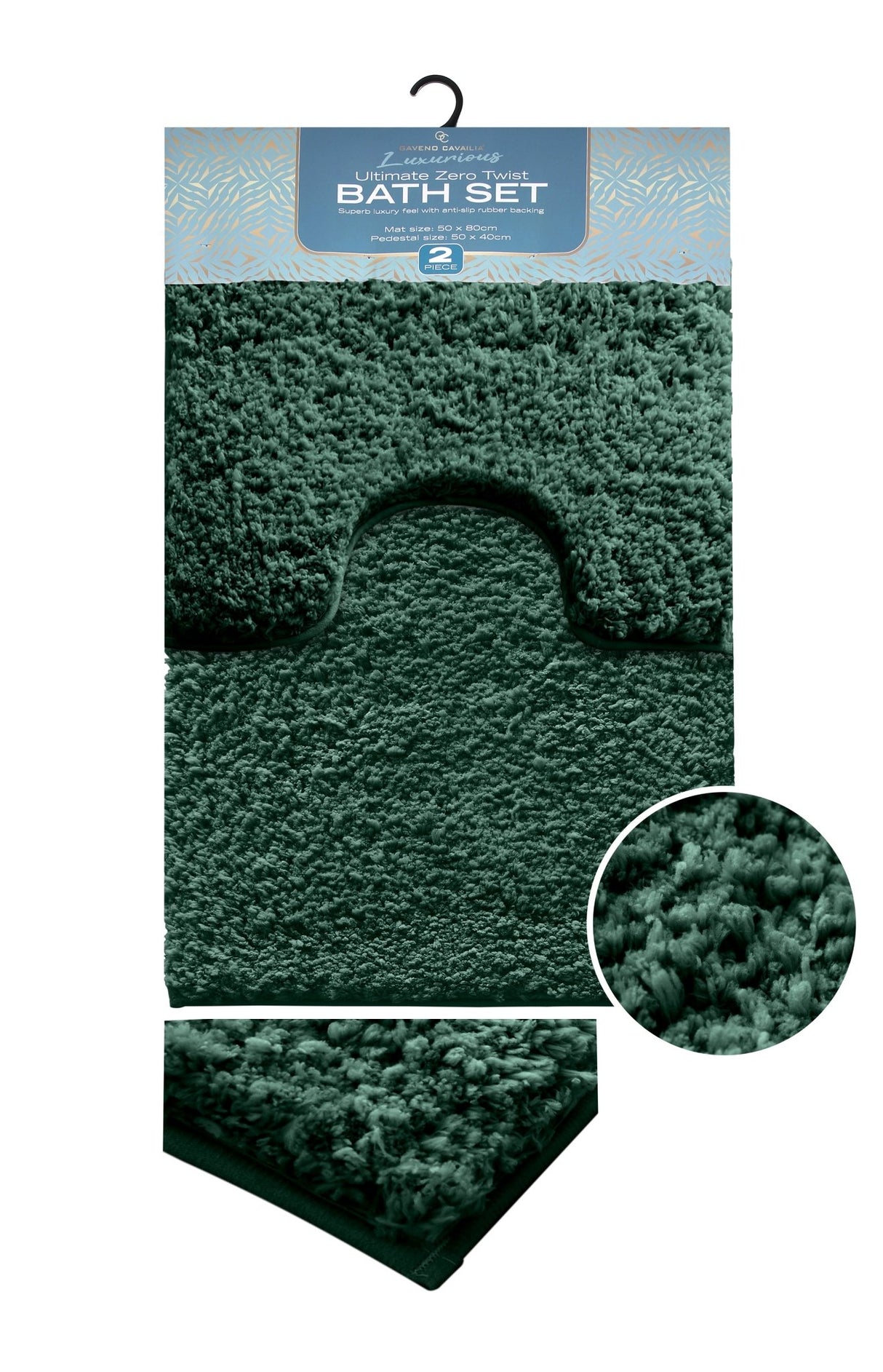 Gaveno Cavailia Ultimate Zero Twist 2pc Bath Set Green - BATH MATS/SETS - Beattys of Loughrea