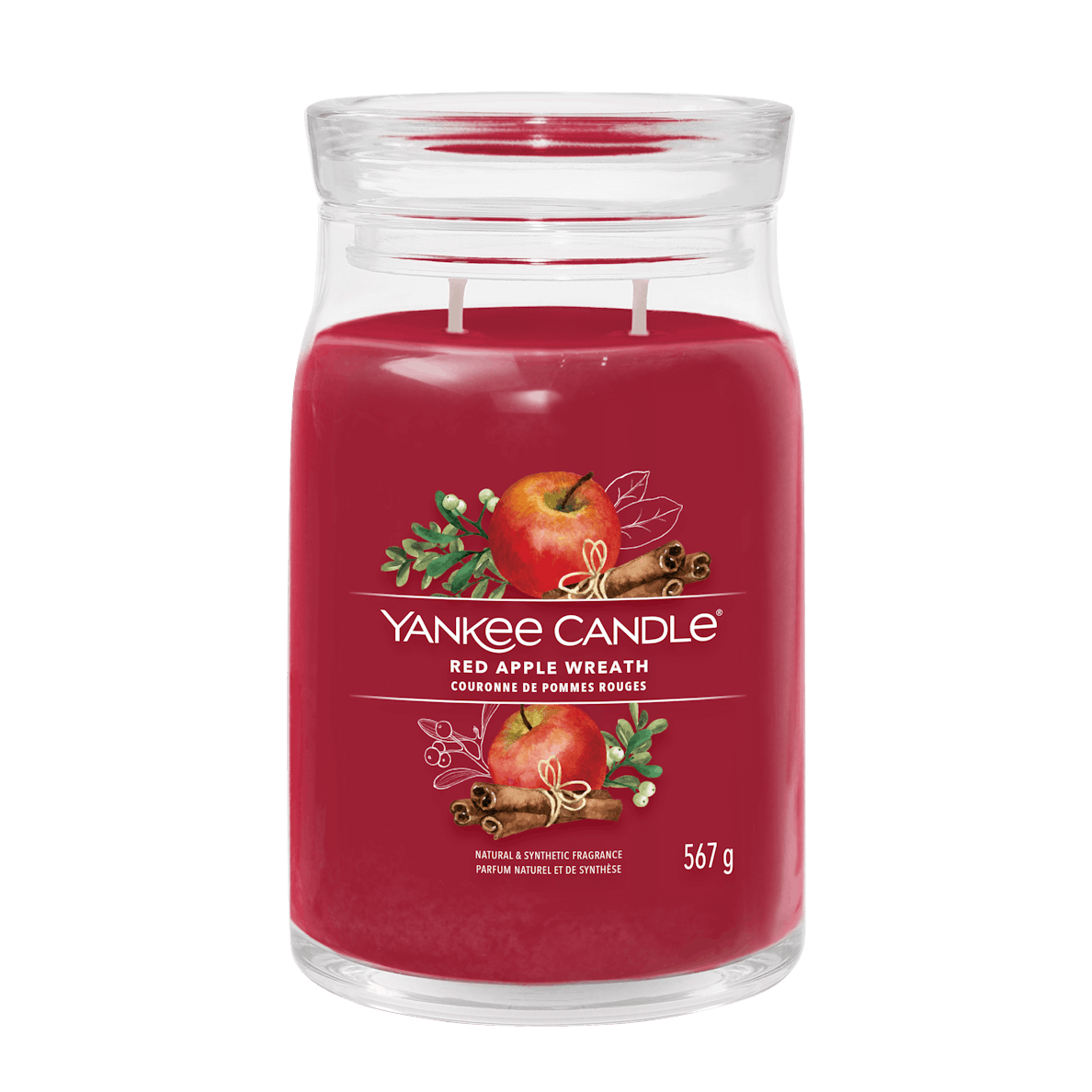 Red Apple Wreath Signature Large Jar Yankee Candle 567g - CANDLES - Beattys of Loughrea