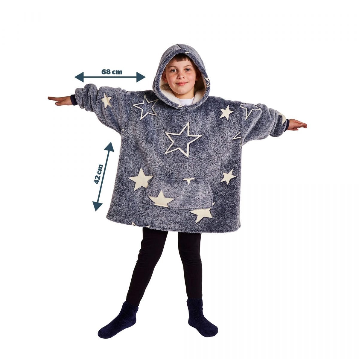 Silentnight Glow In The Dark Oversized Kids Hoodie Denim - CHILDRENS CLOTHES/HATS/SCARF GLOVES - Beattys of Loughrea