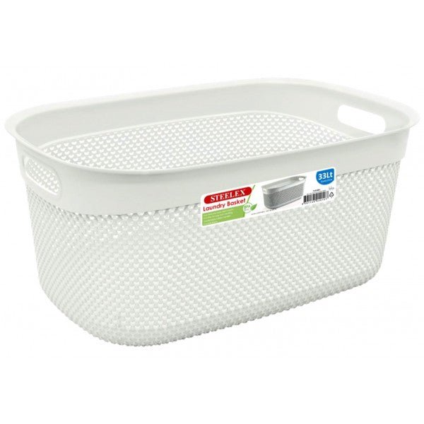 Steelex Cream Oblong Laundry Basket 55cm/33Lt - CLEANING PVC BASIN/LAUNDRY/DRAINERS - Beattys of Loughrea