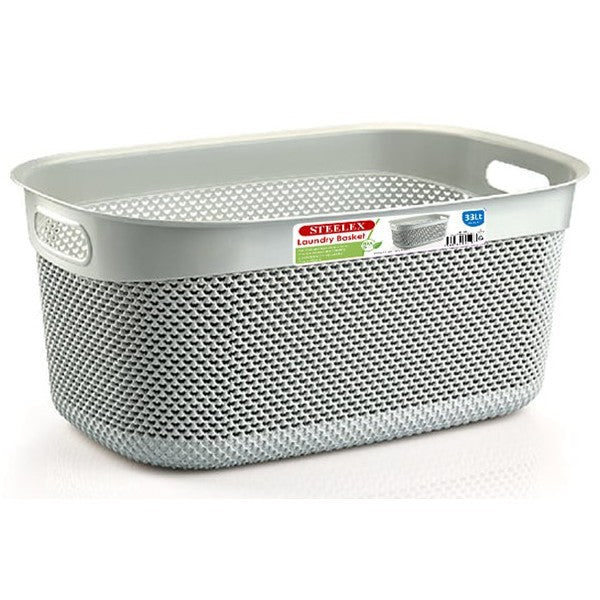 Steelex Grey Oblong Laundry Basket 55cm/33Lt