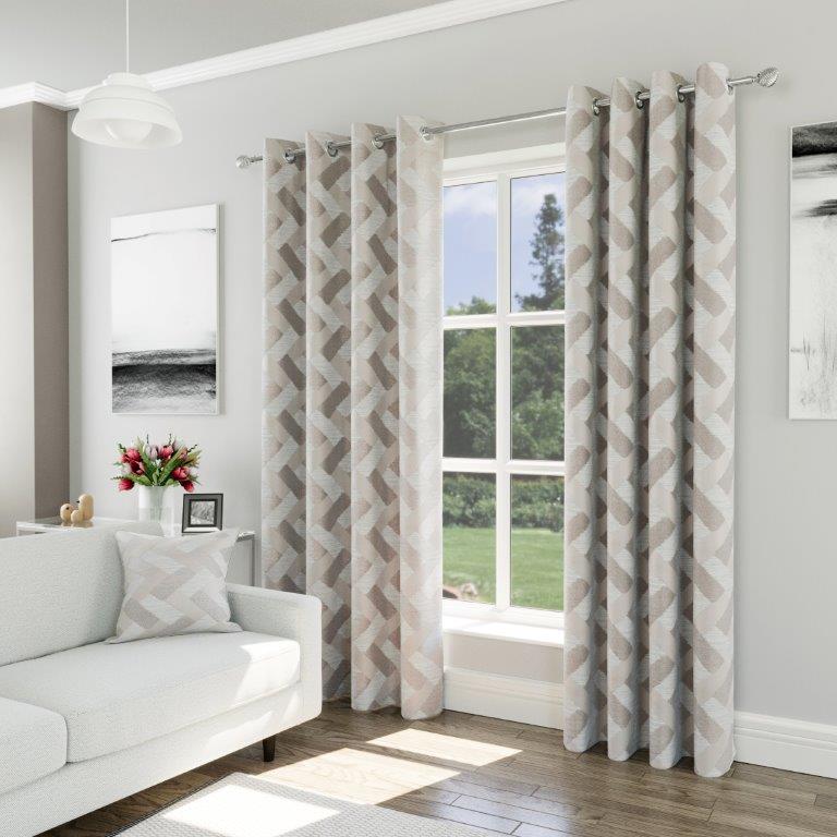 Sutton 90" x 72” Lined Eyelet Curtains Natural - CURTAINS - READY MADE - Beattys of Loughrea