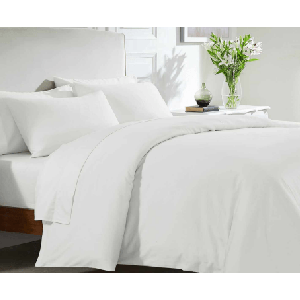 Atlantic Linen 100% Cotton 200 TC Duvet Cover Set Kingsize - White - DUVET COVERS - Beattys of Loughrea
