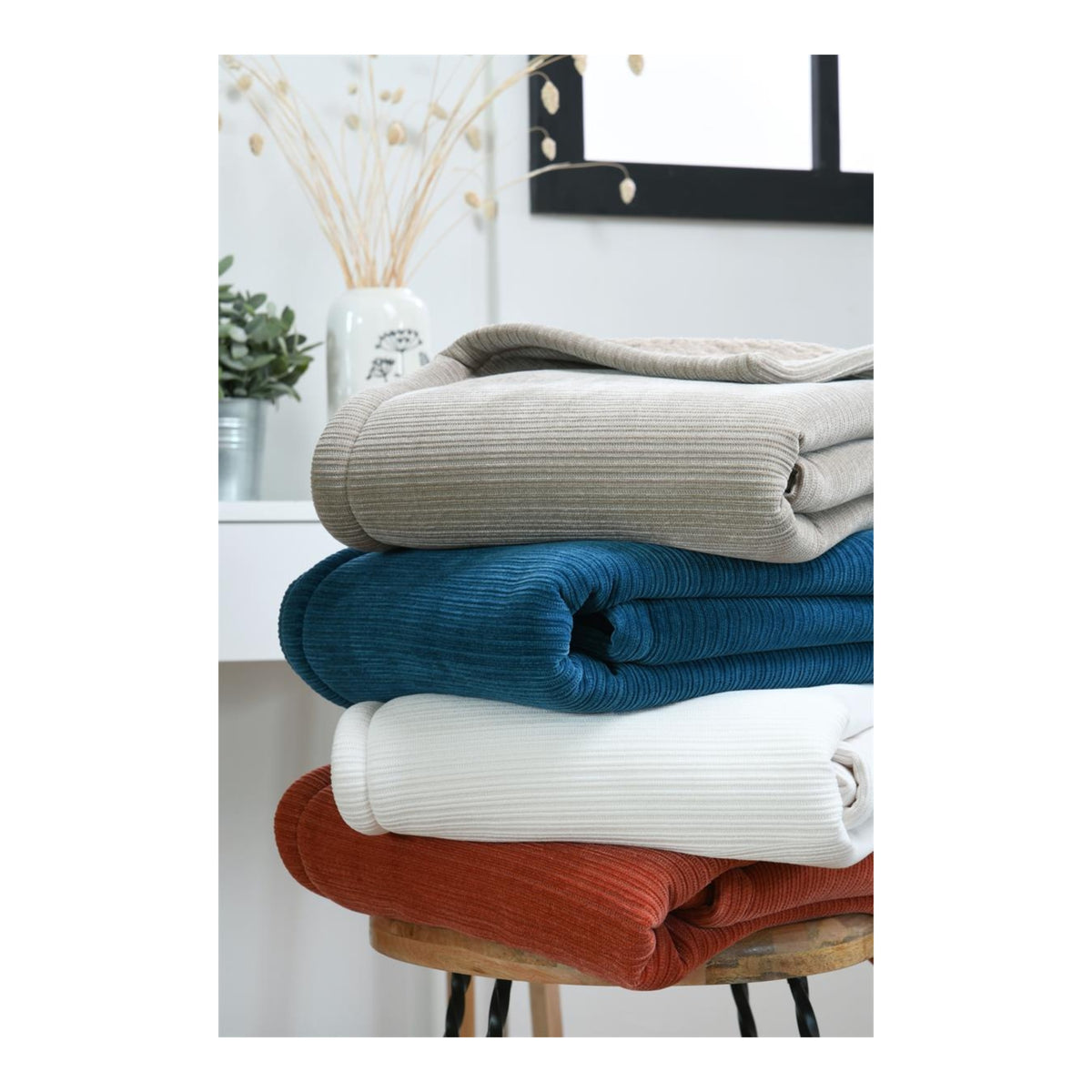 STOF Clayton Ribbed Throw, Natural, 125x150cm