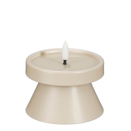 Taupe Battery Operated LED Candle with Timer h6,5xd9cm - BATTERY LED CANDLES - Beattys of Loughrea