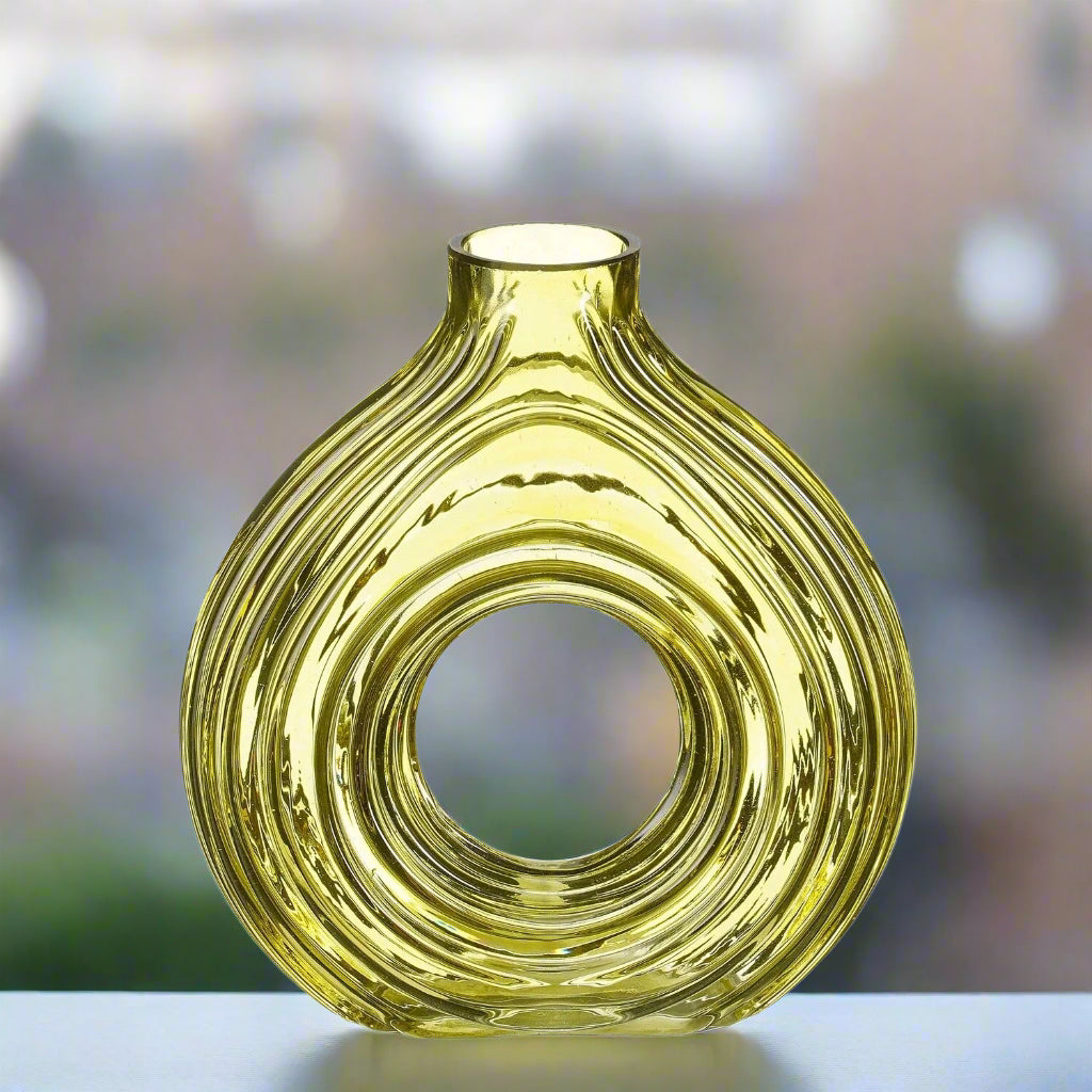 Mica Decorations Sophie Vase Glass Green 18 x 6 x 19cm - GLASS GIFTWARE - DEC STONES - Beattys of Loughrea