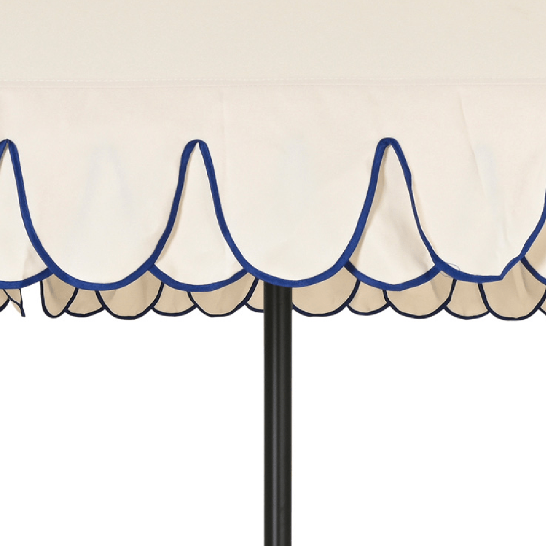 Round 2.7m Scalloped Garden Umbrella Parasol Off White - PARASOLS - Beattys of Loughrea