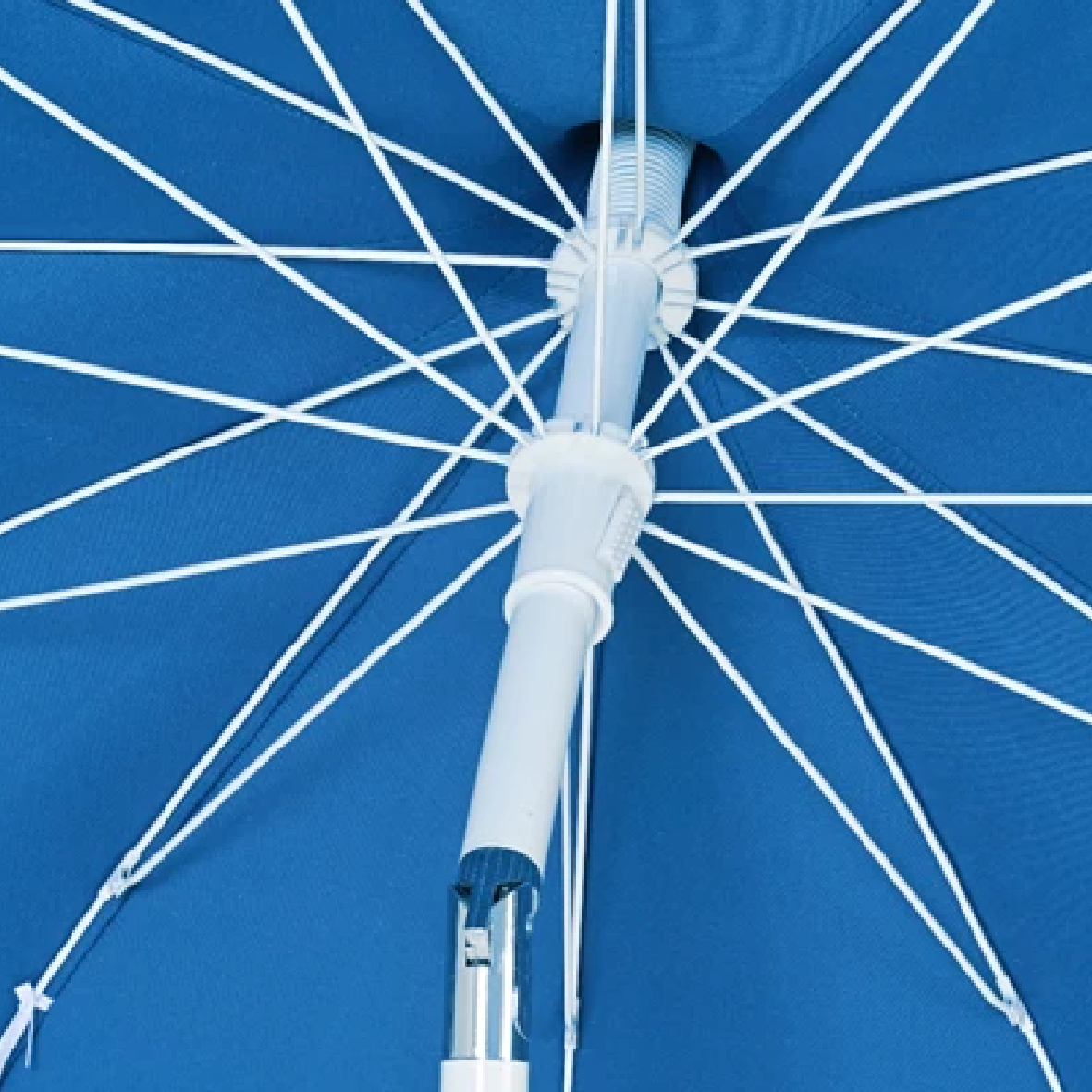 Two Tone Luxury Scalloped Parasol Blue 2m - PARASOLS - Beattys of Loughrea