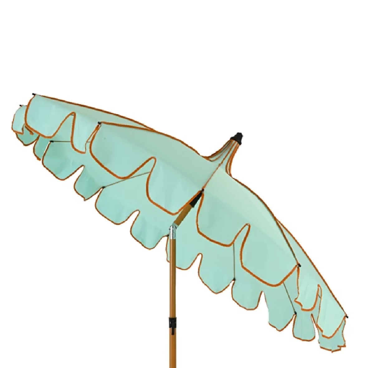 Two Tone Luxury Scalloped Parasol Aqua 2m - PARASOLS - Beattys of Loughrea