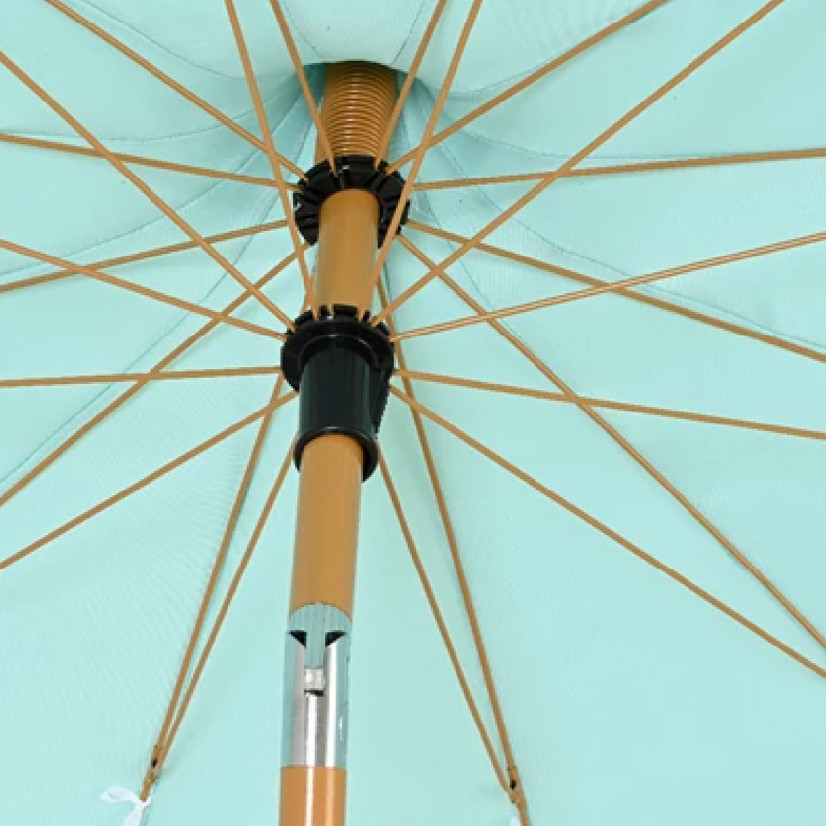 Two Tone Luxury Scalloped Parasol Aqua 2m - PARASOLS - Beattys of Loughrea