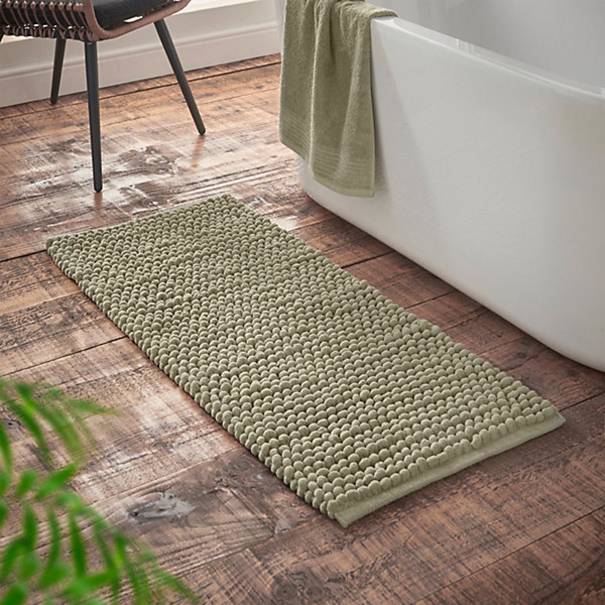 Bianca Aspen Bobble 50 x 120 cm Bath Runner Sage Green - BATH MATS/SETS - Beattys of Loughrea