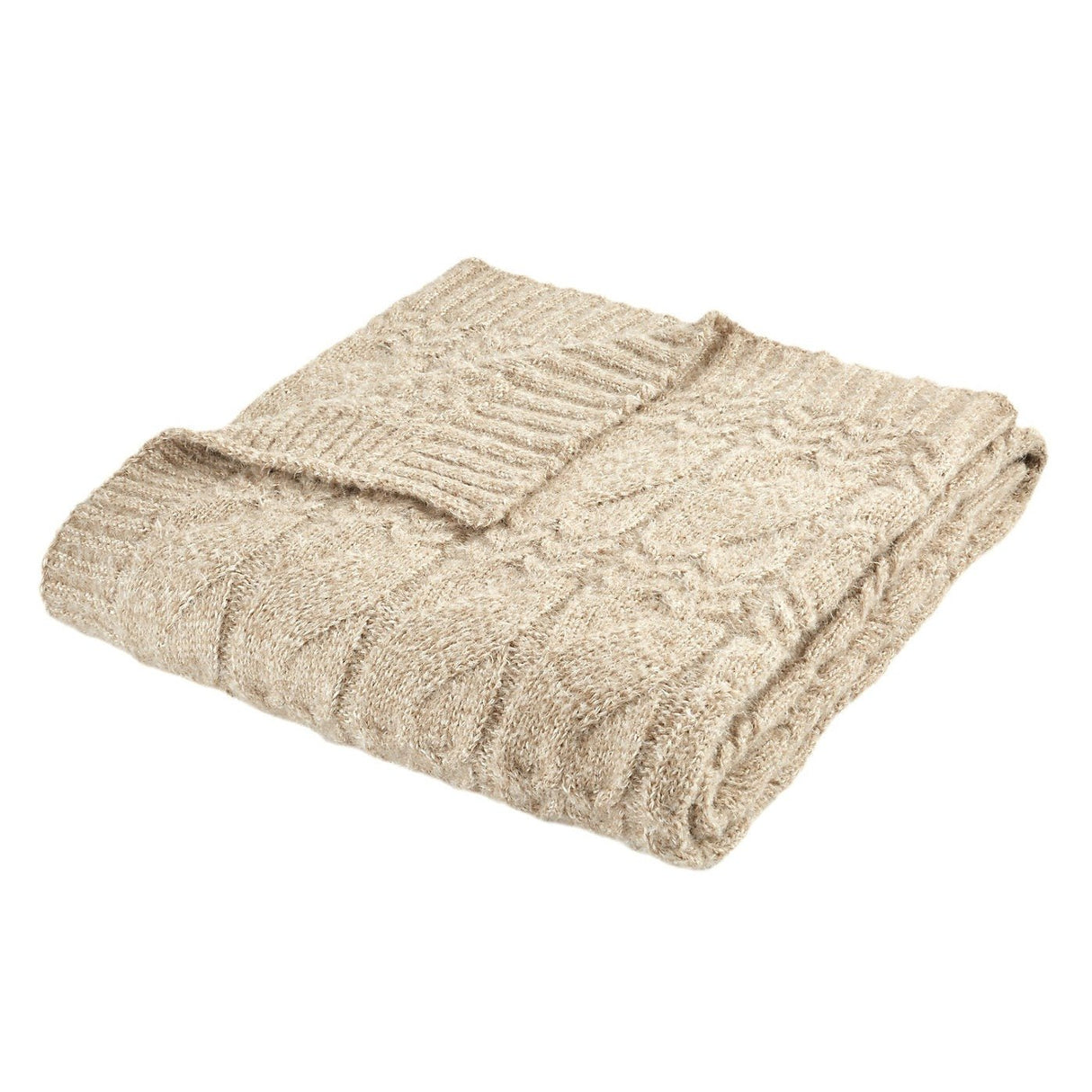 Bianca Cable Knit Blanket Throw – Natural (130x170cm) - THROWS/BLANKETS - Beattys of Loughrea