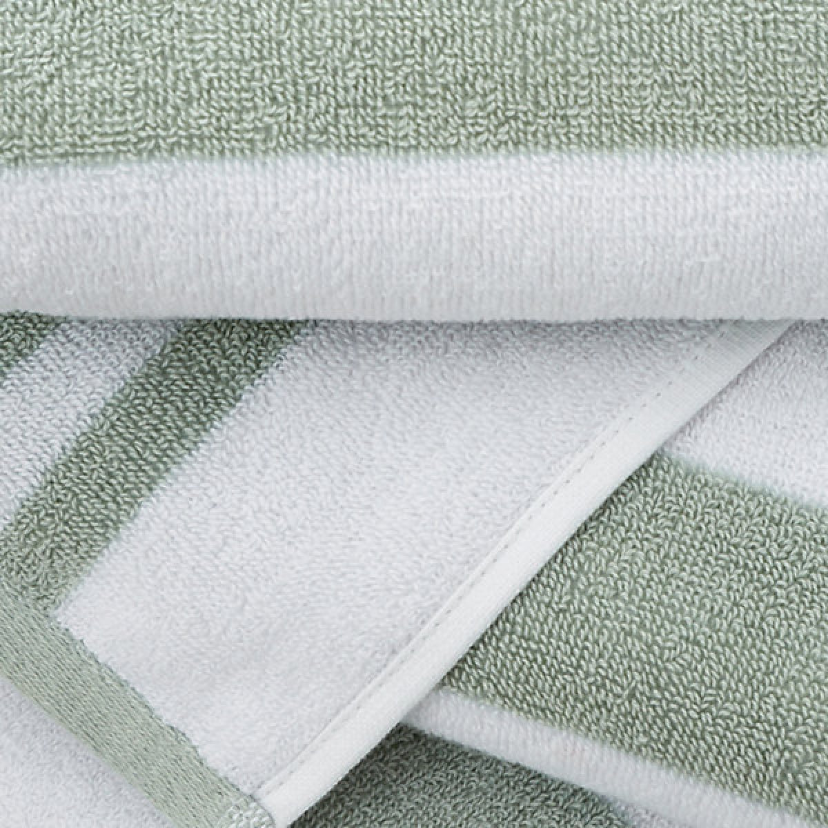 Bianca Fine Linens Reversible Stripe Cotton Jacquard Hand Towel Sage Green