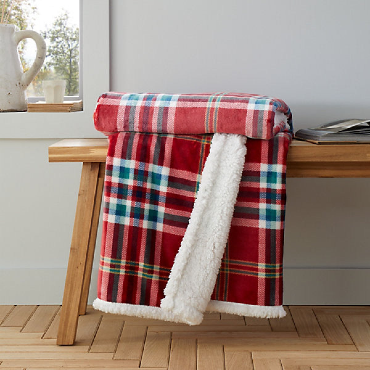 Catherine Lansfield Cosy Kelso Check 130 x 170 cm Blanket Throw Red