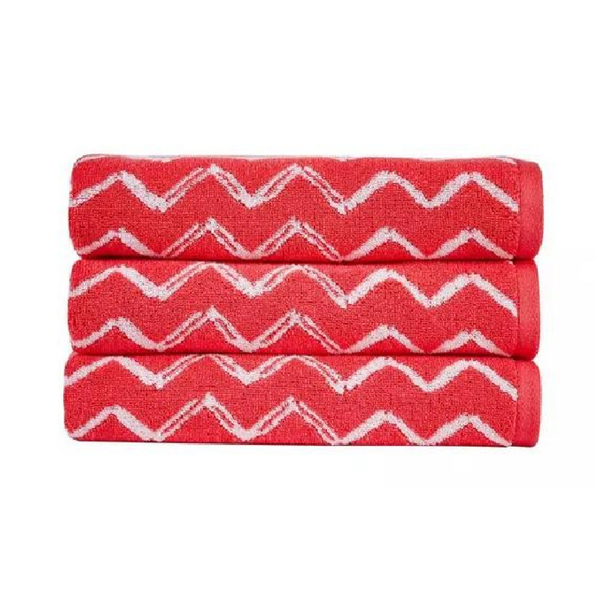 Christy Zig Zag Bath Towel Coral 70 x 125cm - TOWELS FACECLOTHS - Beattys of Loughrea