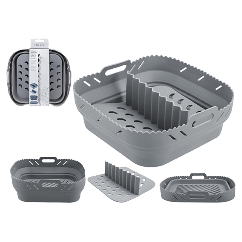 B&Co Air Fryer Pop Up Square Silicone Liner - MICROWAVE WARE/FOILS/FREEZER BAG - Beattys of Loughrea