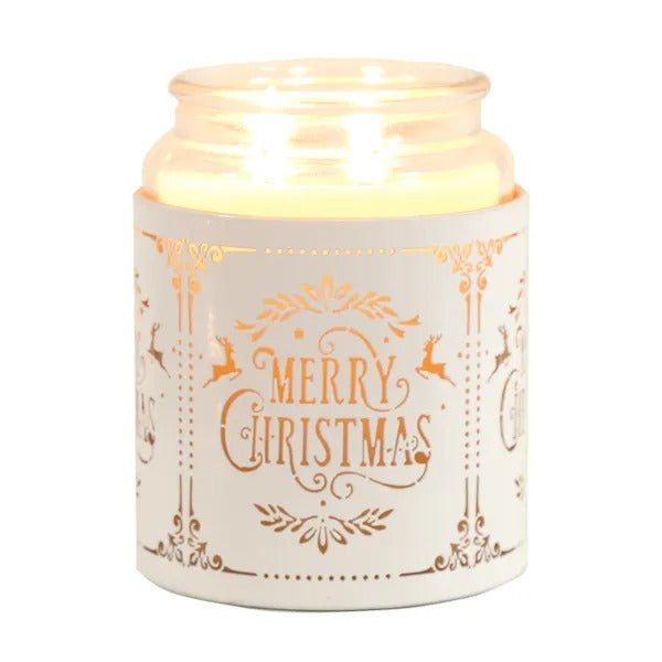 Tealight Wax Melter and Candle Holder - White Silhouette Merry Christmas - POT POURRI/AROMATHERAPY/OILS/DIFFUSER - Beattys of Loughrea
