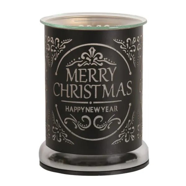 Electric Wax Melter Touch - Black Silhouette Merry Christmas 17cm - POT POURRI/AROMATHERAPY/OILS/DIFFUSER - Beattys of Loughrea