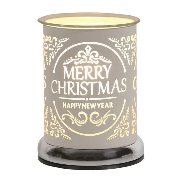 Electric Wax Melter Touch - White Silhouette Merry Christmas 17cm - POT POURRI/AROMATHERAPY/OILS/DIFFUSER - Beattys of Loughrea