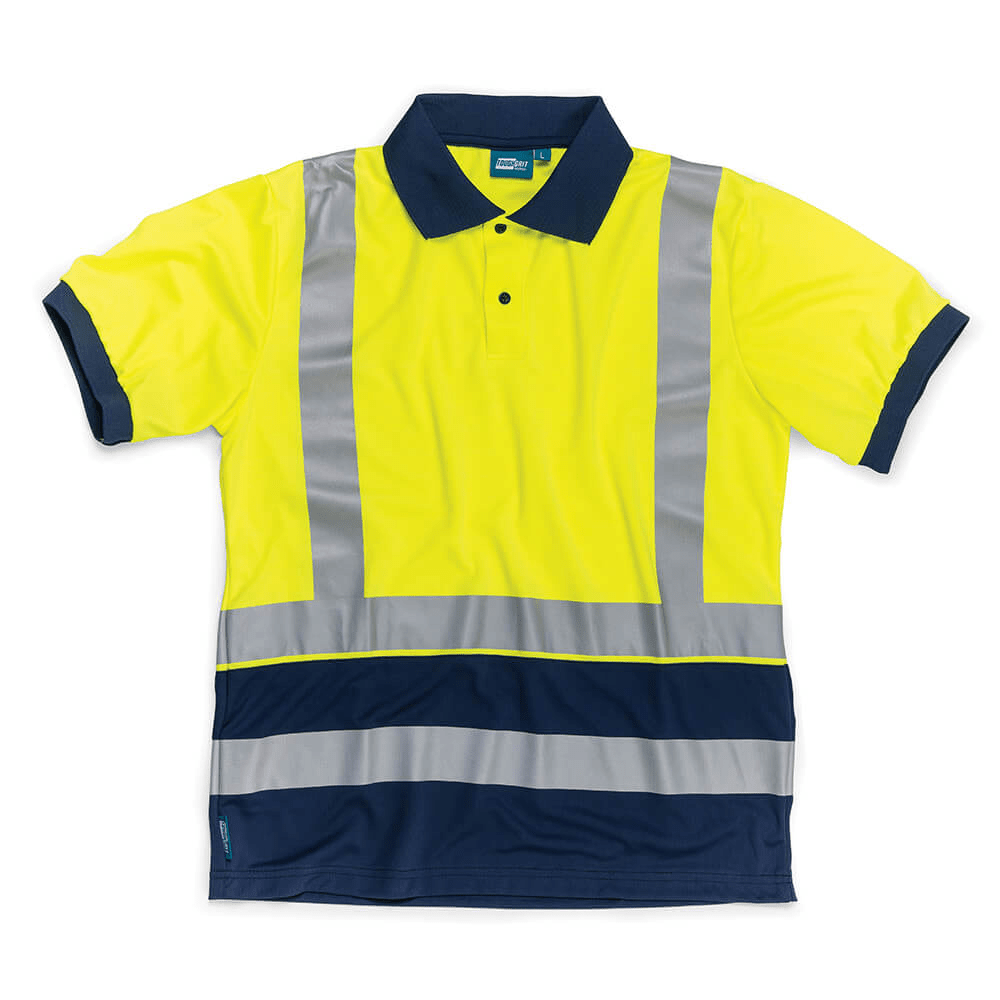 Tough Grit Hi - Vis Quick Dry UV Protective 2 - Tone Polo Shirt - Large - HI VIS JACKET/ WAISTCOAT - Beattys of Loughrea