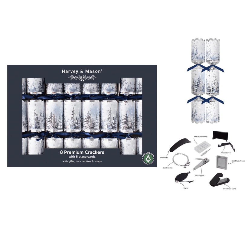 Harvey & Mason 8 Premium Tree Scene 12.5" Crackers - XMAS ACCESSORIES - Beattys of Loughrea