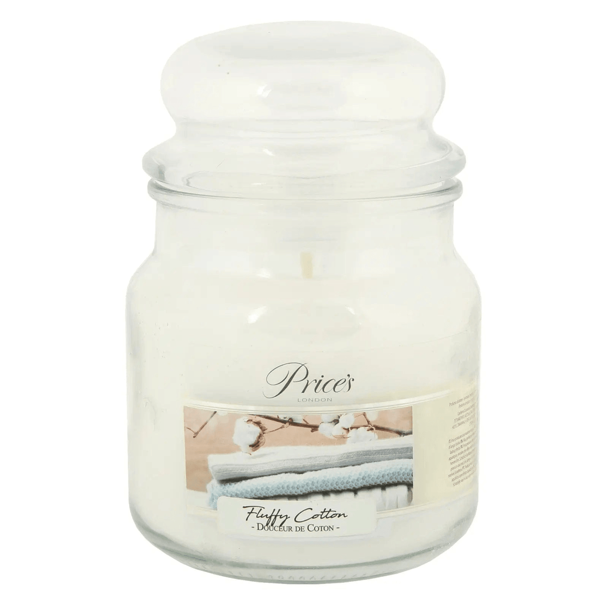 Price's Medium Scented Candle Fluffy Cotton 340g - CANDLES - Beattys of Loughrea