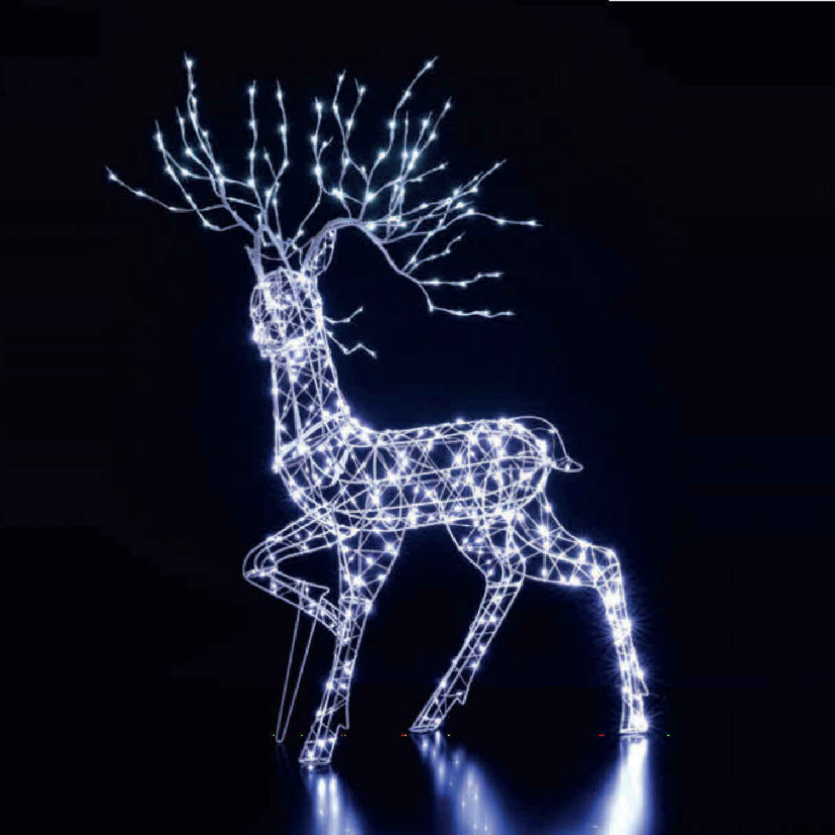 Noma 1.4m White Flexi Richmond Stag With Branch Antlers - XMAS LIGHTED OUTDOOR DECOS - Beattys of Loughrea