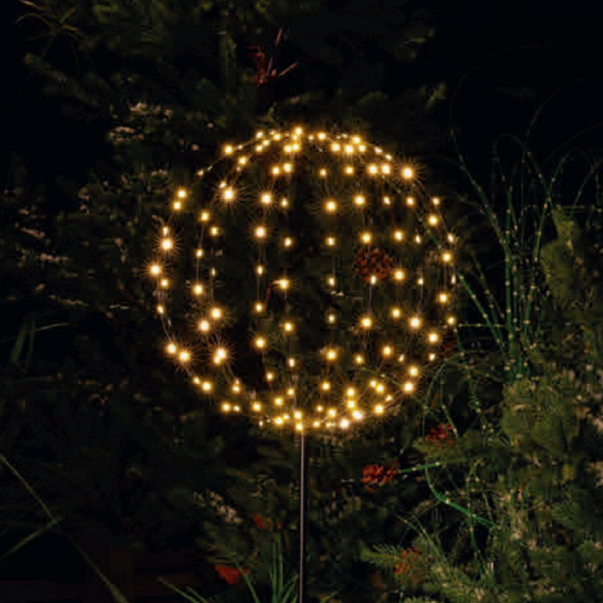 Noma 35cm Globe Metal Stake With Warm White Leds - Connectable - XMAS LIGHTED OUTDOOR DECOS - Beattys of Loughrea