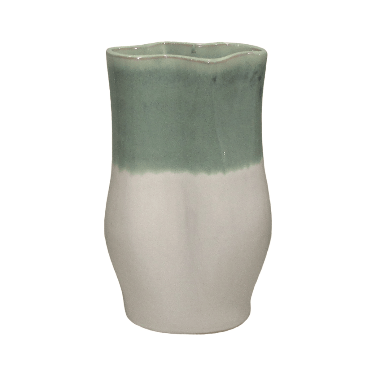 Sage Green and White Fluted Vase 26cm - FLOWERPOT/VASE/JUG 1 - Beattys of Loughrea