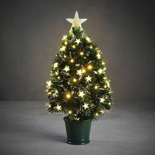 Mercury Fibre Optic Warm White 65led 8 function Christmas Tree 60cm (2ft) - XMAS TREE PRELIT & POPUP - Beattys of Loughrea