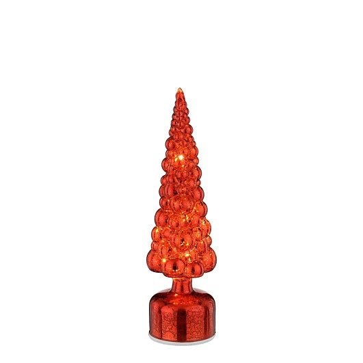Mica Decorations Glass Christmas Tree Rotatable Red 34 x 9.5cm - XMAS DECORATIONS - Beattys of Loughrea