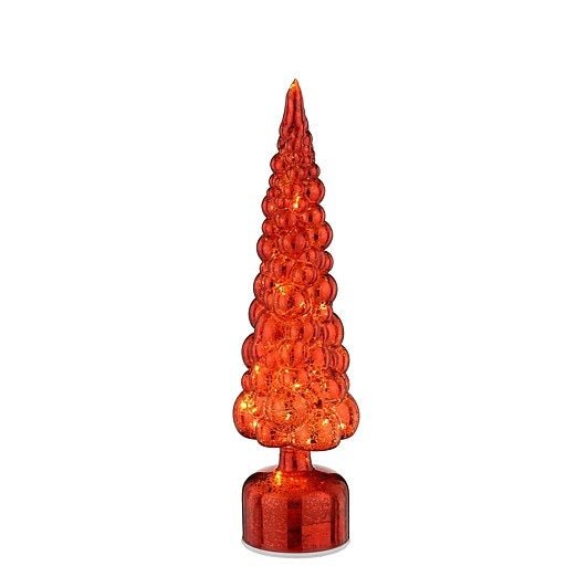 Mica Decorations Glass Christmas Tree Rotatable Red 40 x 10.5cm - XMAS DECORATIONS - Beattys of Loughrea