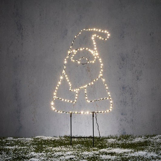 Garden Stake Santa Warm White LED 29.5 x 67.5cm - XMAS LIGHTED OUTDOOR DECOS - Beattys of Loughrea