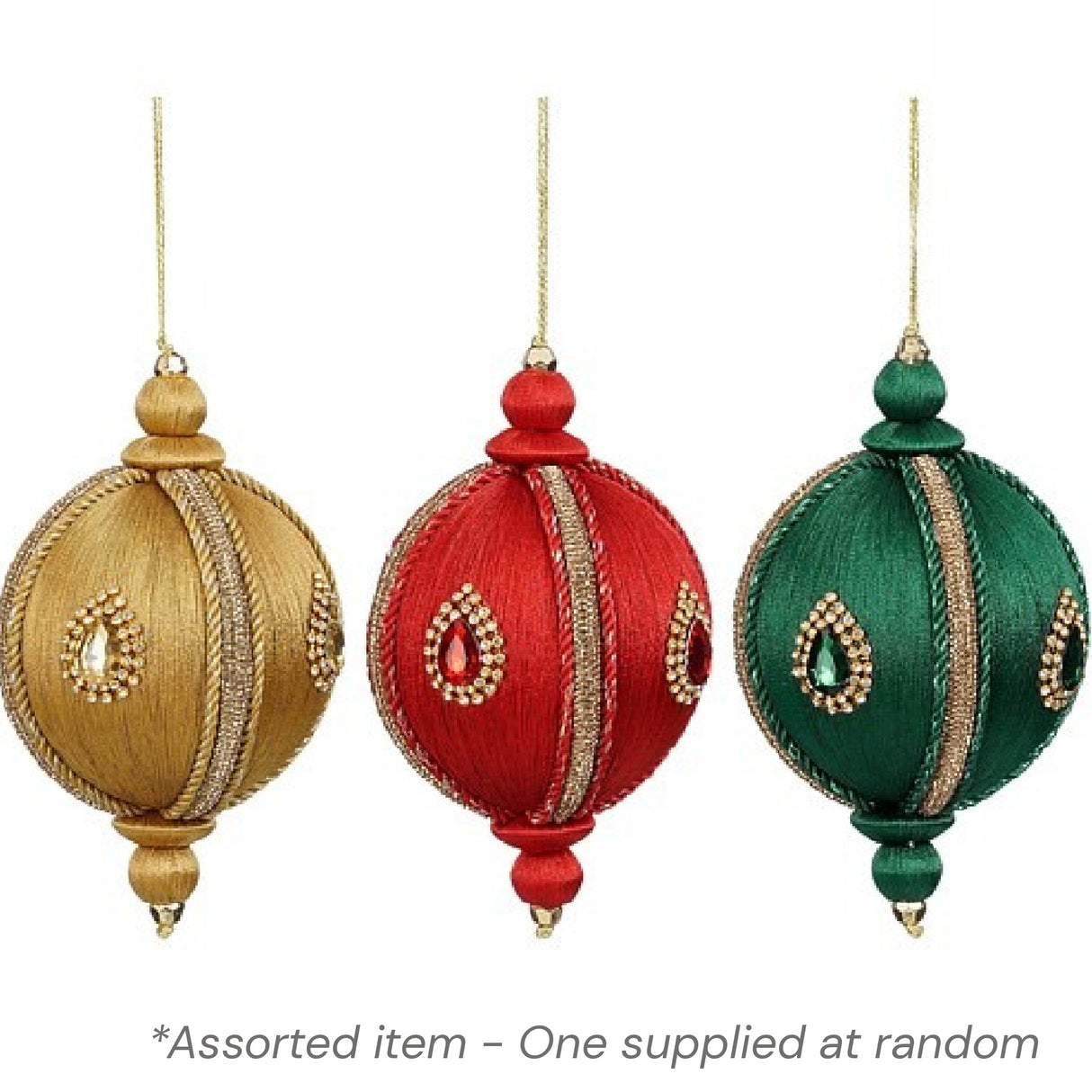 Jewel Bauble 10 x 10cm Assorted - One Supplied* - XMAS HANGING DECOS - Beattys of Loughrea
