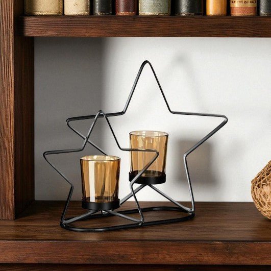 Black Star Tealight Holder 22cm - CANDLE HOLDERS / Lanterns - Beattys of Loughrea