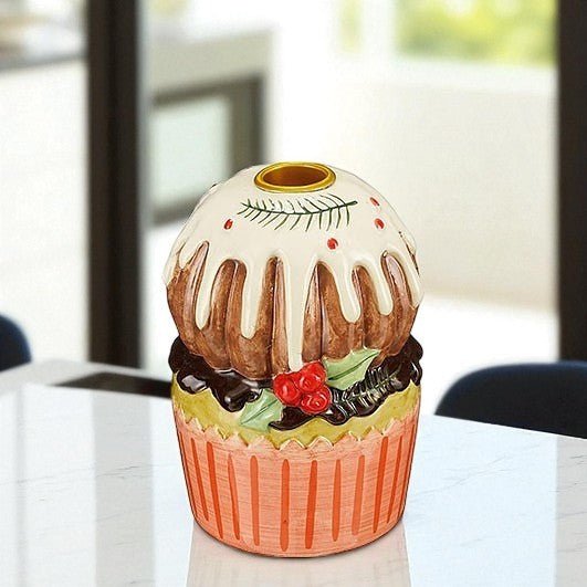 Lucie Candle Holder Cake Brown 13 x 9cm - CANDLE HOLDERS / Lanterns - Beattys of Loughrea