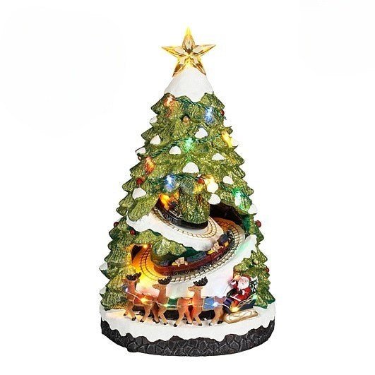 Luville Christmas Tree with Train Battery Operated 22 x 21 x 39cm - XMAS ROOM DECORATION LARGE AND LIGHT UP - Beattys of Loughrea