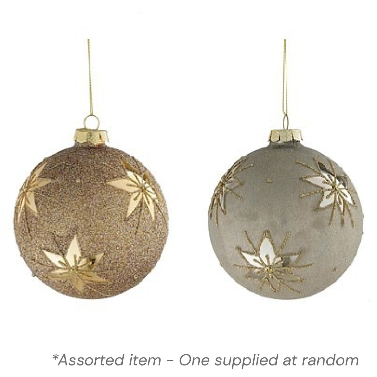 Grey Brown Snowflake Bauble 10 x 10cm Assorted - One Supplied* - XMAS BAUBLES - Beattys of Loughrea