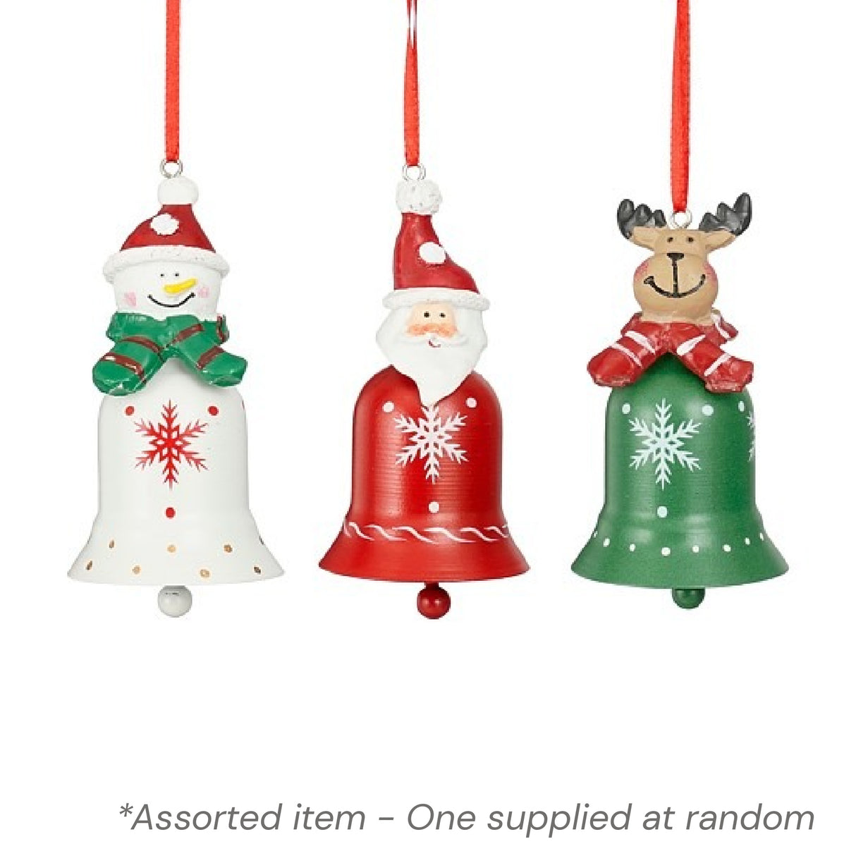 Christmas Bell Bauble 10cm Assorted - One Supplied* - XMAS HANGING DECOS - Beattys of Loughrea