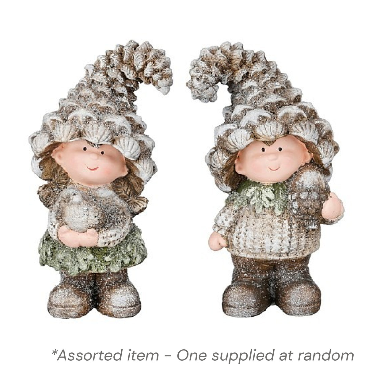 Boy Girl Christmas Ornament Grey 20.5cm Assorted - One Supplied* - XMAS DECORATIONS - Beattys of Loughrea