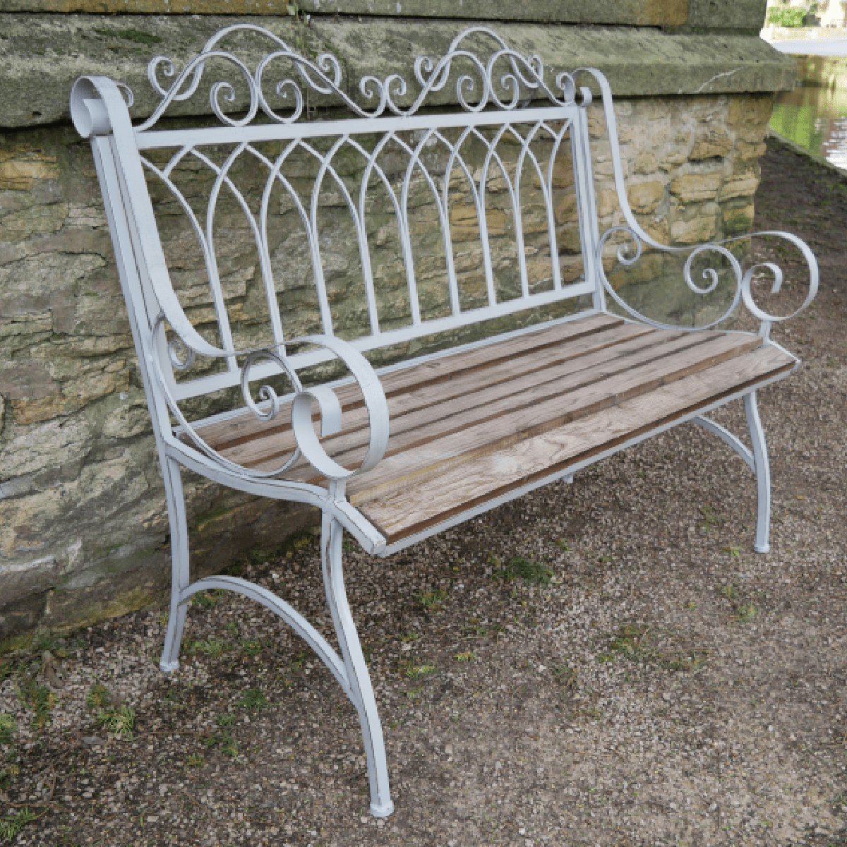 Lincoln Metal & Wood Garden Bench - SINGLE GARDEN BENCH/ CHAIR - Beattys of Loughrea