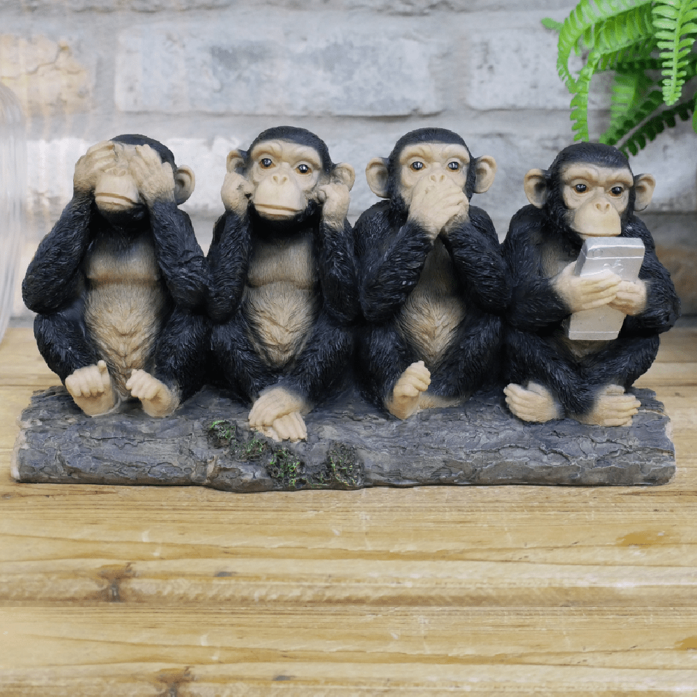 Four Monkeys in a Row Ornament 15cm - ORNAMENTS - Beattys of Loughrea