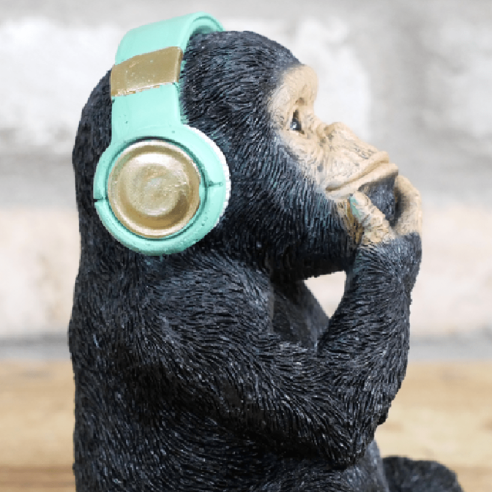 Monkey With Headphones Ornament 17cm - ORNAMENTS - Beattys of Loughrea